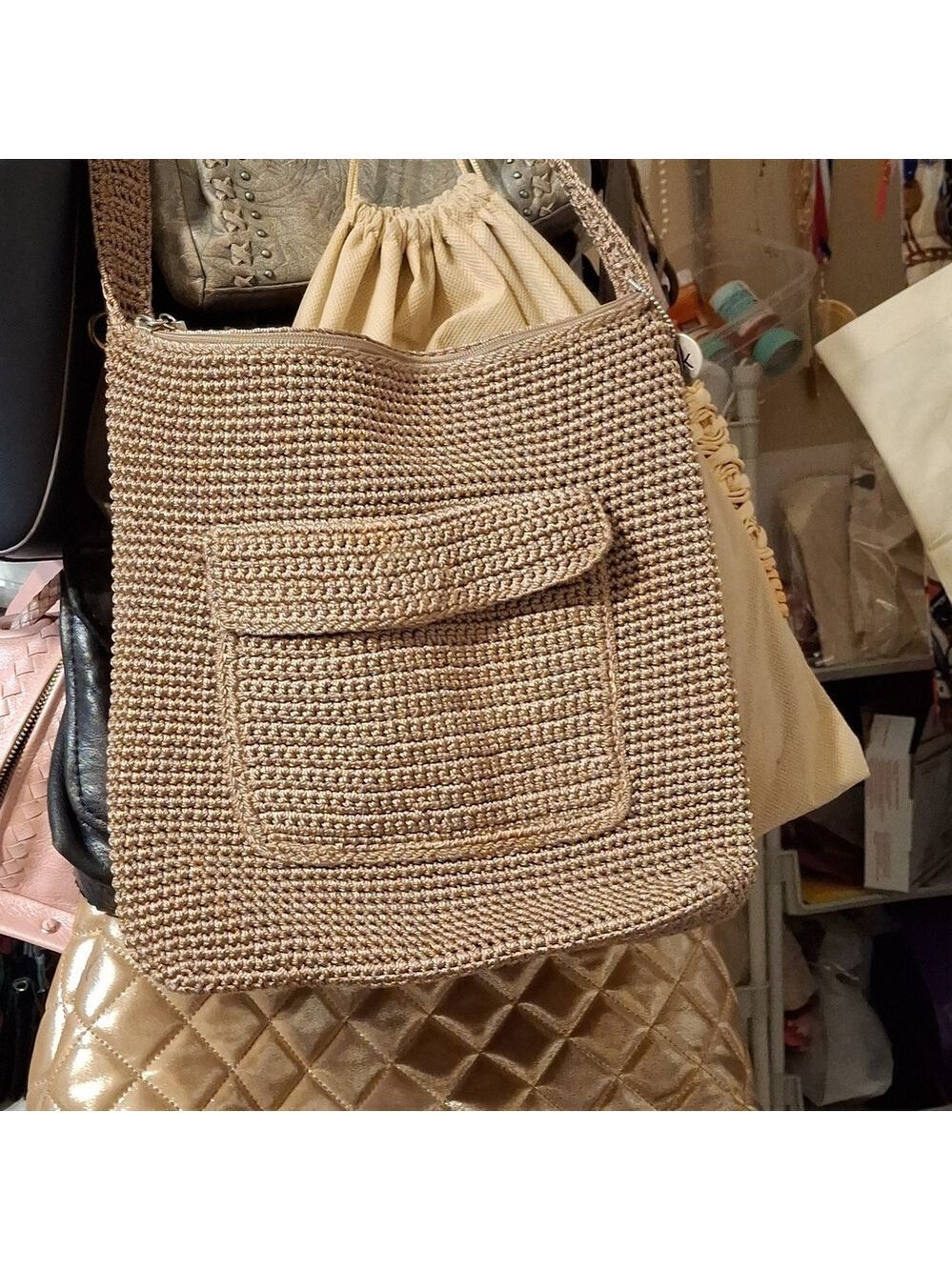 The sak  Light Brown woven hobo shoulder bag EUC No Wear